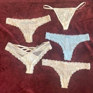Bundle of 5 Victoria’s Secret Bridal Lace White & Blue Thongs